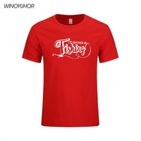 I'D Rather Be Fishinger Funny Printed T-Shirts Men Casual Short Sleeve Cotton-Shirts-Bargain Bait Box-Red-S-Bargain Bait Box