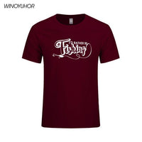 I'D Rather Be Fishinger Funny Printed T-Shirts Men Casual Short Sleeve Cotton-Shirts-Bargain Bait Box-Wine 1-S-Bargain Bait Box