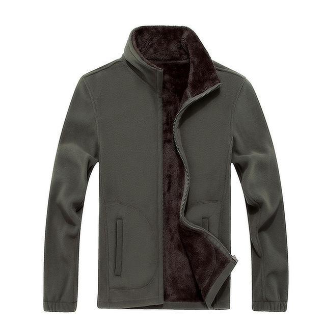 Iemuh Brand Xl-8Xl Men Fleece Jacket Camping Hiking Jackets Full-Zip Men&#39;S-Winterfell-Army Green-L-Bargain Bait Box