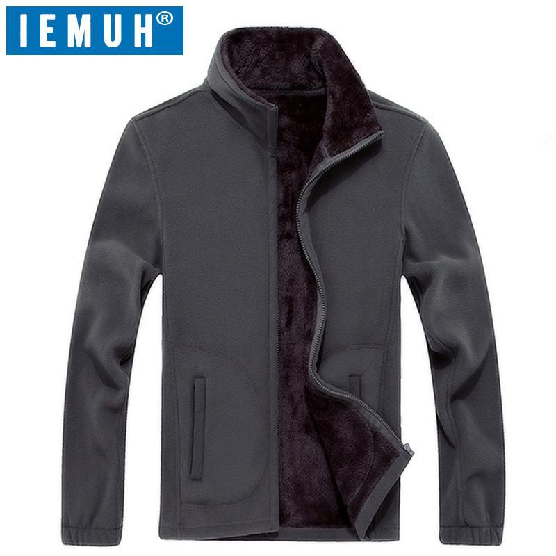 Iemuh Brand Xl-8Xl Men Fleece Jacket Camping Hiking Jackets Full-Zip Men&#39;S-Winterfell-Black-L-Bargain Bait Box