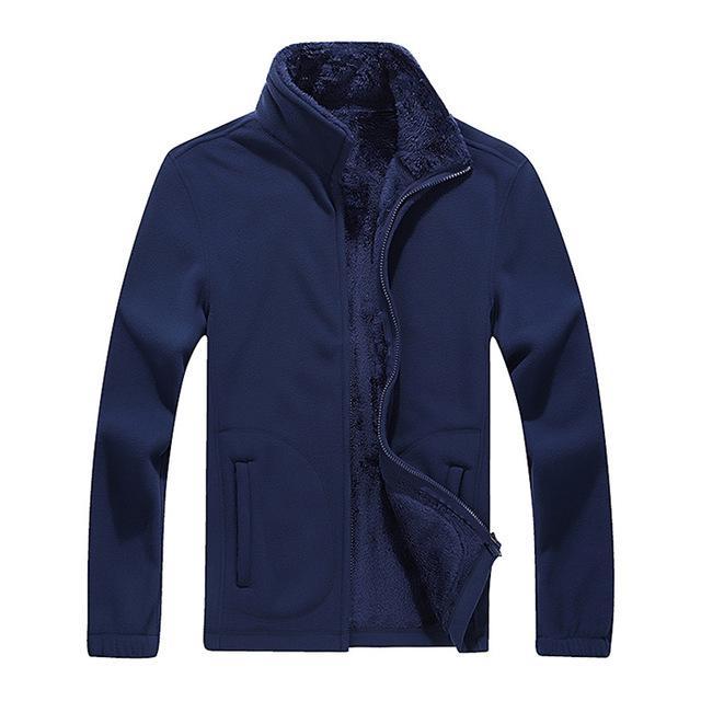 Iemuh Brand Xl-8Xl Men Fleece Jacket Camping Hiking Jackets Full-Zip Men&#39;S-Winterfell-Navy Blue-L-Bargain Bait Box