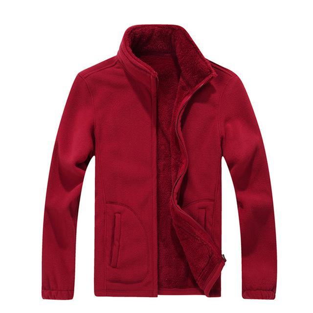 Iemuh Brand Xl-8Xl Men Fleece Jacket Camping Hiking Jackets Full-Zip Men&#39;S-Winterfell-Red-L-Bargain Bait Box