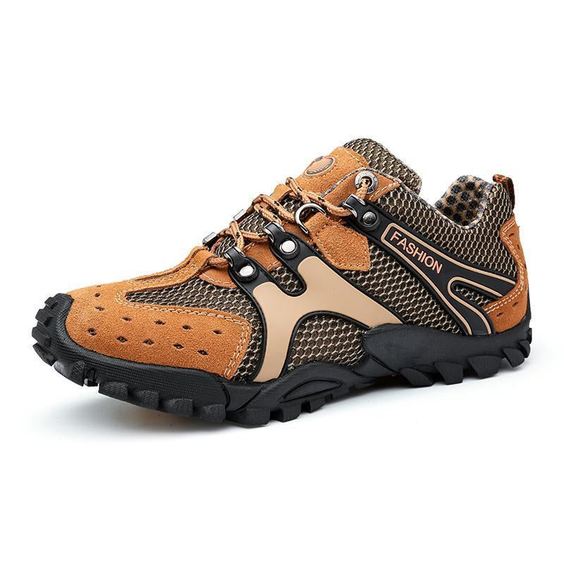 Ifrich Men Hiking Shoes Sneakers Rubber Mountain Shoes Climbing Men Leather-ifrich Official Store-Brown-5.5-Bargain Bait Box