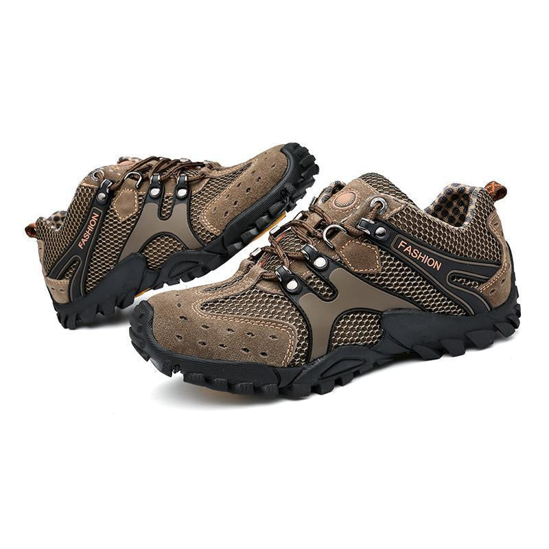 Ifrich Men Hiking Shoes Sneakers Rubber Mountain Shoes Climbing Men Leather-ifrich Official Store-Brown-5.5-Bargain Bait Box