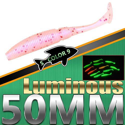 Ilure 15Pcs/Lot Luminous Paddle Tail Soaking Maw Glow In Dark T Lure Jig Head-ilure Official Store-Blue-Bargain Bait Box