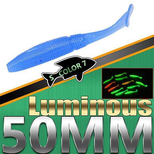 Ilure 15Pcs/Lot Luminous Paddle Tail Soaking Maw Glow In Dark T Lure Jig Head-ilure Official Store-Light Grey-Bargain Bait Box