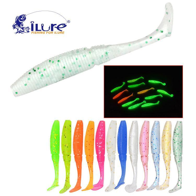 Ilure 15Pcs/Lot Luminous Paddle Tail Soaking Maw Glow In Dark T Lure Jig Head-ilure Official Store-White-Bargain Bait Box