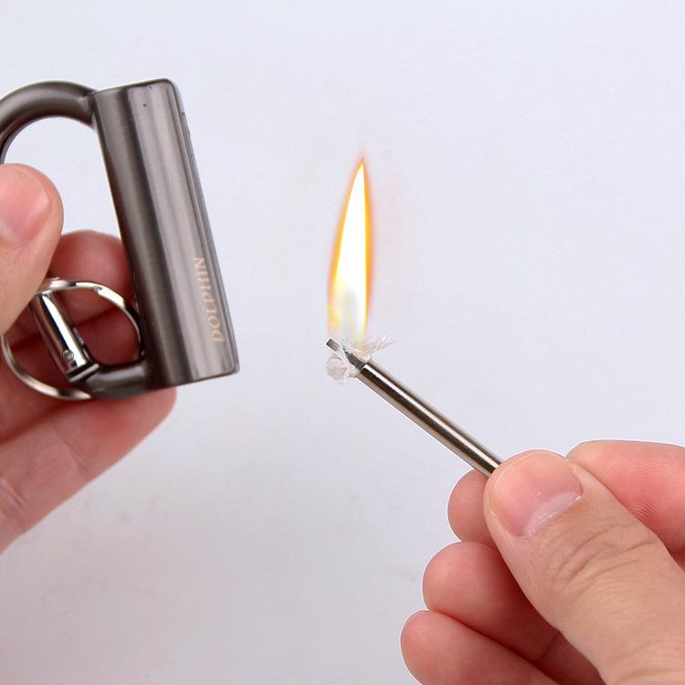 Innovative Metal Key Chain Waterproof Fire Starter Kit Kerosene Lighters Matches-TLINE Store-Bargain Bait Box