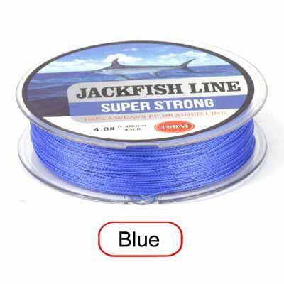 Jackfish 100M 4 Strand Pe Braided Fishing Line With Gift 10-80Lb Pe Fishing Line-JACKFISH Official Store-Blue-0.6-Bargain Bait Box