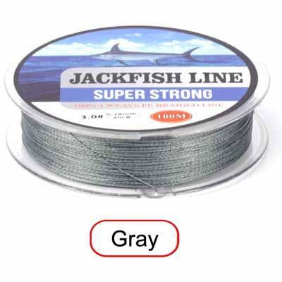 Jackfish 100M 4 Strand Pe Braided Fishing Line With Gift 10-80Lb Pe Fishing Line-JACKFISH Official Store-Dark Grey-0.6-Bargain Bait Box