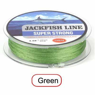 Jackfish 100M 4 Strand Pe Braided Fishing Line With Gift 10-80Lb Pe Fishing Line-JACKFISH Official Store-Green-0.6-Bargain Bait Box