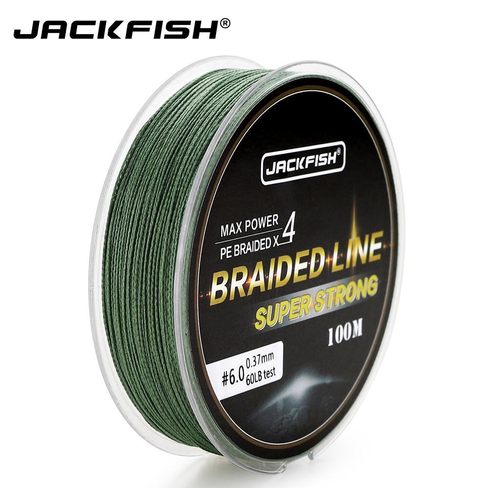 Jackfish 100M 4 Strand Pe Braided Fishing Line With Gift 10-80Lb Pe Fishing Line-JACKFISH Official Store-White-0.6-Bargain Bait Box