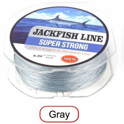 Jackfish 300M 8 Strand Super Strong Pe Braided Fishing Line 10-80Lb-JACKFISH Official Store-Dark Grey-0.6-Bargain Bait Box