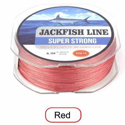 Jackfish 300M 8 Strand Super Strong Pe Braided Fishing Line 10-80Lb-JACKFISH Official Store-Red-0.6-Bargain Bait Box