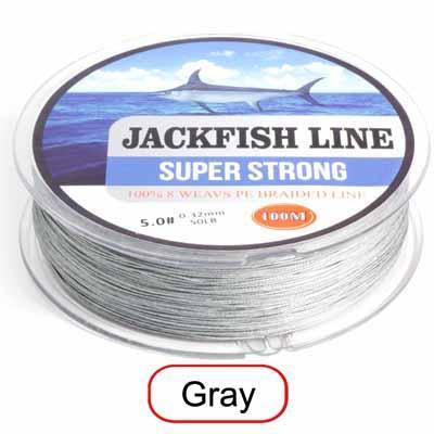 Jackfish 8 Strand 100M Pe Braided Fishing Line Super Strong Fishing Line With-JACKFISH Official Store-Dark Grey-2.0-Bargain Bait Box