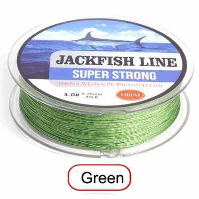 Jackfish 8 Strand 100M Pe Braided Fishing Line Super Strong Fishing Line With-JACKFISH Official Store-Green-2.0-Bargain Bait Box