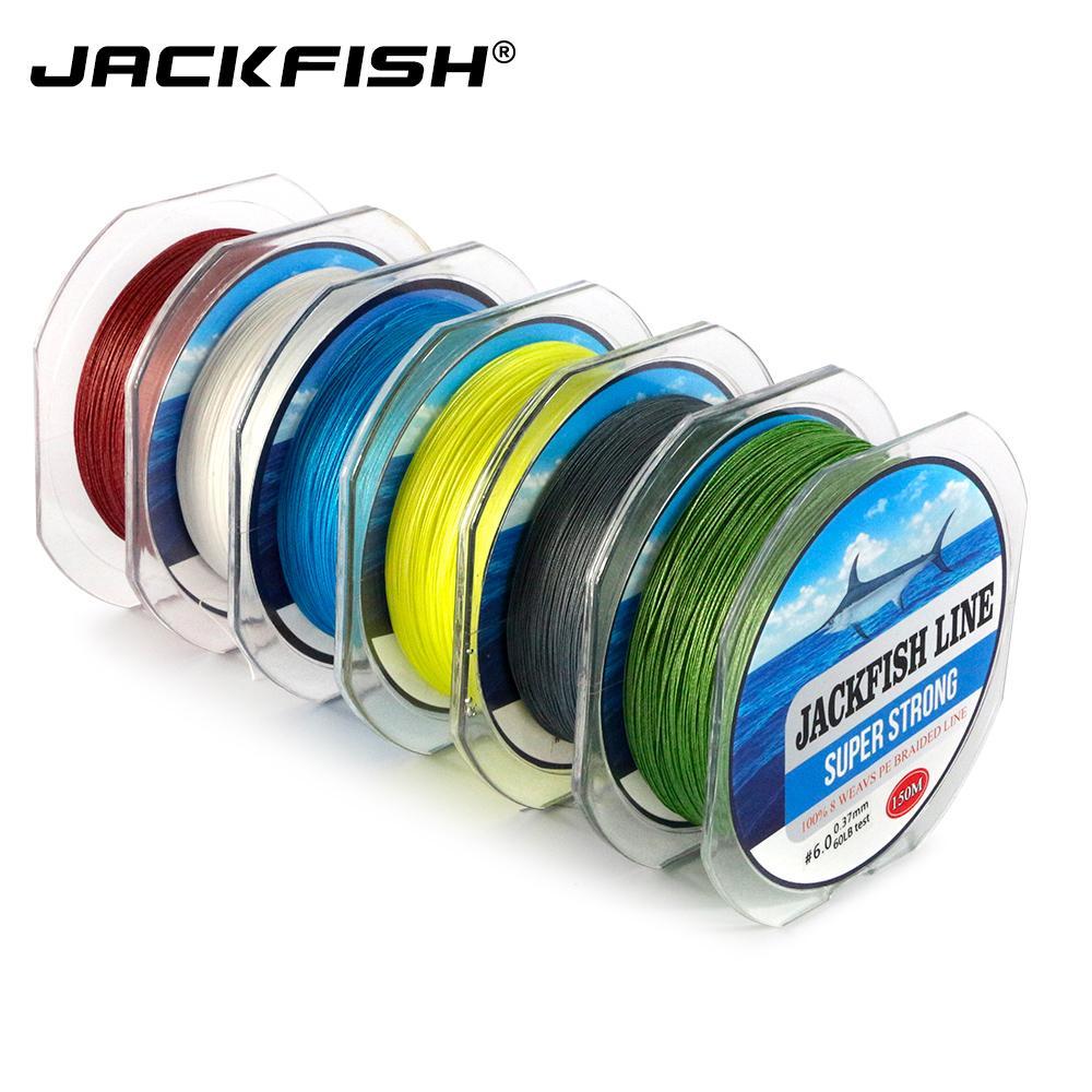 Jackfish 8 Strands 150M Super Strong Pe Braided Fishing Line 10-80Lb-JACKFISH Official Store-White-0.6-Bargain Bait Box