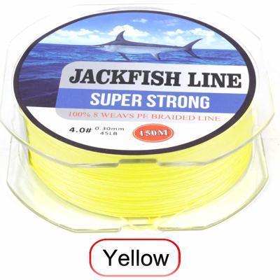Jackfish 8 Strands 150M Super Strong Pe Braided Fishing Line 10-80Lb-JACKFISH Official Store-Yellow-0.6-Bargain Bait Box
