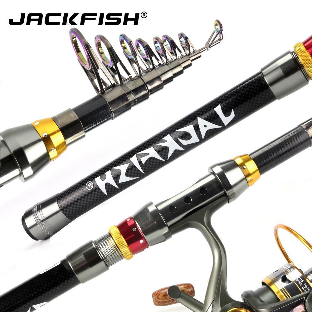 Jackfish 99% Carbon Fiber Telescopic Fishing Rod 1.8-3.6M Short Sea Rods