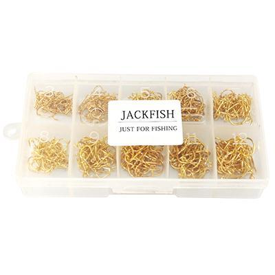 Jackfish High Carbon Steel Circle 500Pcs/Box Size #3-#12 Freshwater Fishhook-Hook Kits-Bargain Bait Box-gold-Bargain Bait Box