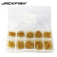 Jackfish High Carbon Steel Circle 500Pcs/Box Size #3-#12 Freshwater Fishhook-Hook Kits-Bargain Bait Box-gold-Bargain Bait Box