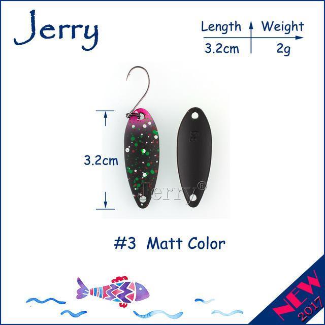 Jerry 1Pc 2G 3G 4.5G Trout Fishing Spoons Metal Lures Spinner Bait Fishing Lures-Jerry Fishing Tackle-2g Black pink-Bargain Bait Box