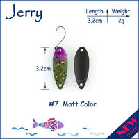 Jerry 1Pc 2G 3G 4.5G Trout Fishing Spoons Metal Lures Spinner Bait Fishing Lures-Jerry Fishing Tackle-2g Green purple-Bargain Bait Box