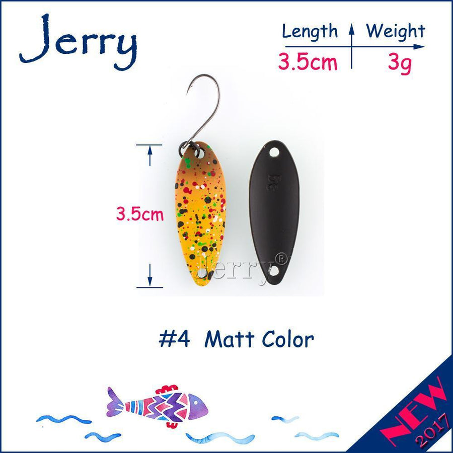 Jerry 1Pc 2G 3G 4.5G Trout Fishing Spoons Metal Lures Spinner Bait Fishing Lures-Jerry Fishing Tackle-2g Grey pink-Bargain Bait Box