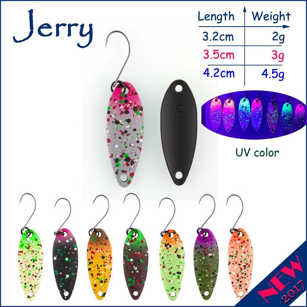 Jerry 1Pc 2G 3G 4.5G Trout Fishing Spoons Metal Lures Spinner Bait Fishing Lures-Jerry Fishing Tackle-2g Grey pink-Bargain Bait Box