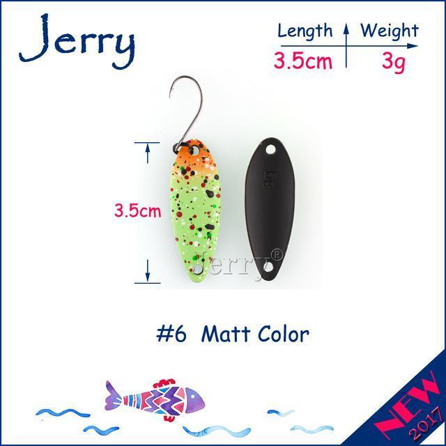 Jerry 1Pc 2G 3G 4.5G Trout Fishing Spoons Metal Lures Spinner Bait Fishing Lures-Jerry Fishing Tackle-3g Green orange-Bargain Bait Box
