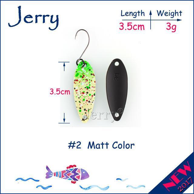 Jerry 1Pc 2G 3G 4.5G Trout Fishing Spoons Metal Lures Spinner Bait Fishing Lures-Jerry Fishing Tackle-3g Yellow green-Bargain Bait Box