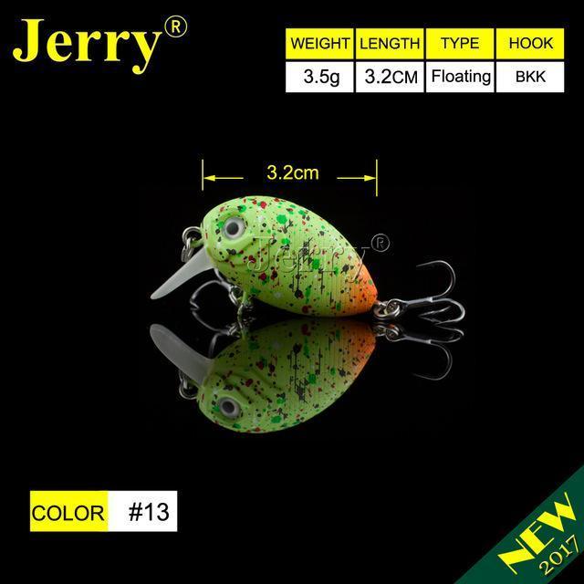 Jerry 1Pc 32Mm Ultralight Fishing Lures Micro Wobble Lures Trout Fishing Lures-Jerry Fishing Tackle-Green orange-Bargain Bait Box