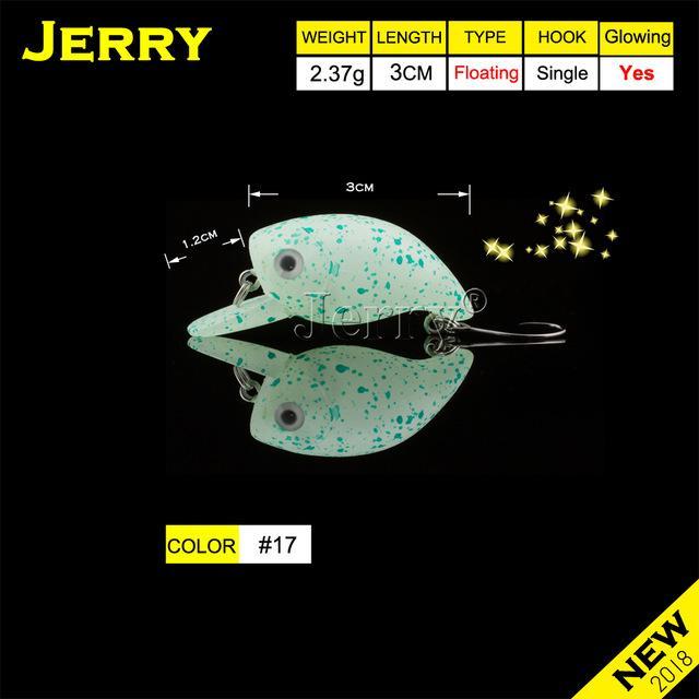 Jerry 3Cm Trout Area Fishing Lures Hard Bait Plugs Lake Trout Fishing Wobbler-Jerry Fishing Tackle-Glowing green-Bargain Bait Box