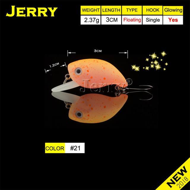 Jerry 3Cm Trout Area Fishing Lures Hard Bait Plugs Lake Trout Fishing Wobbler-Jerry Fishing Tackle-Glowing orange-Bargain Bait Box