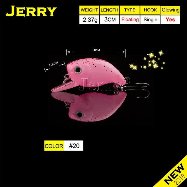 Jerry 3Cm Trout Area Fishing Lures Hard Bait Plugs Lake Trout Fishing Wobbler-Jerry Fishing Tackle-Glowing pink-Bargain Bait Box