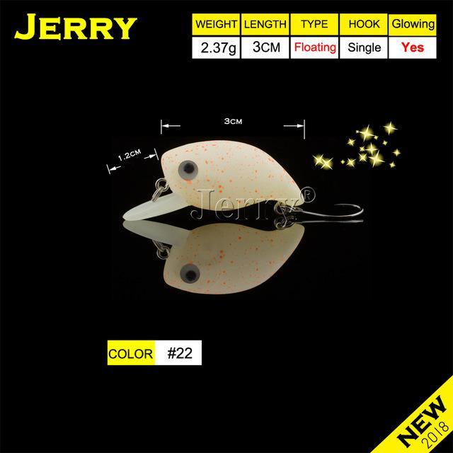 Jerry 3Cm Trout Area Fishing Lures Hard Bait Plugs Lake Trout Fishing Wobbler-Jerry Fishing Tackle-Glowing white-Bargain Bait Box