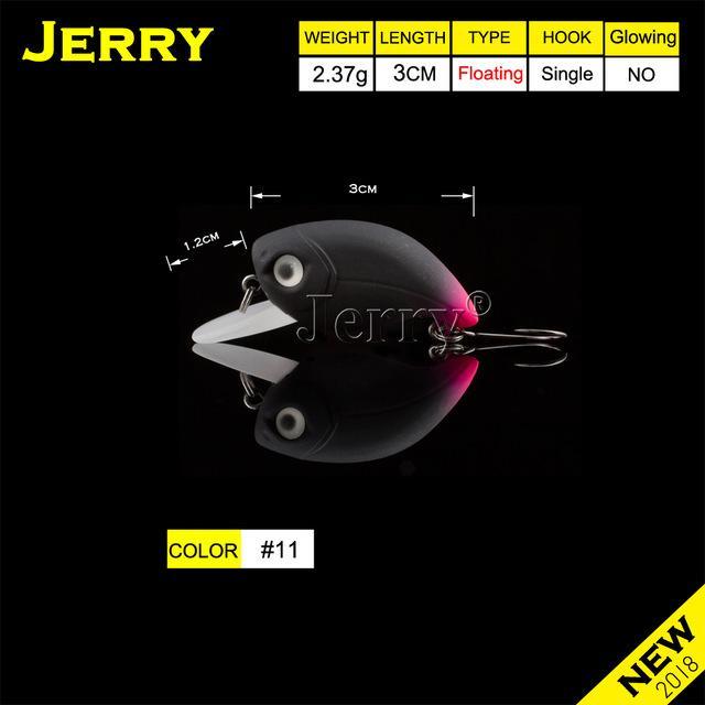 Jerry 3Cm Trout Area Fishing Lures Hard Bait Plugs Lake Trout Fishing Wobbler-Jerry Fishing Tackle-Matt black pink-Bargain Bait Box