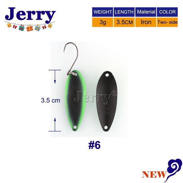 Jerry 3G 4.5G High Quality Fishing Spoons Area Trout Fishing Lures Pesca Micro-Jerry Fishing Tackle-3g black green-Bargain Bait Box