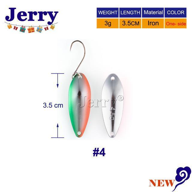 Jerry 3G 4.5G High Quality Fishing Spoons Area Trout Fishing Lures Pesca Micro-Jerry Fishing Tackle-3g green orange-Bargain Bait Box