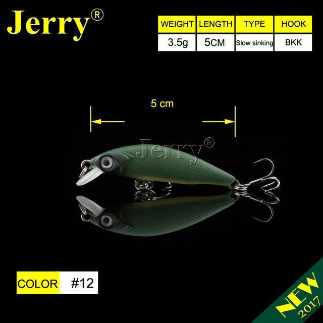 Jerry 5Cm Ultralight Fishing Lures Micro Minnow Lure Hard Bait Slow Sinking-Jerry Fishing Tackle-Dark green-Bargain Bait Box