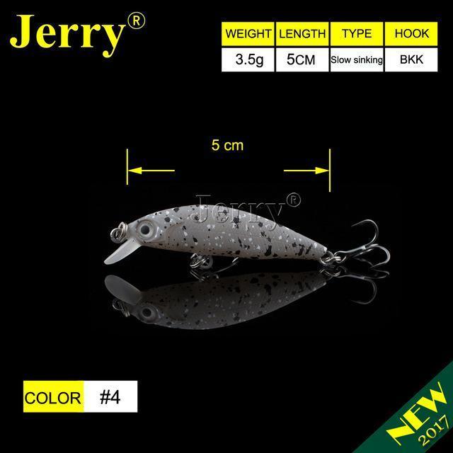 Jerry 5Cm Ultralight Fishing Lures Micro Minnow Lure Hard Bait Slow Sinking-Jerry Fishing Tackle-Grey with spots-Bargain Bait Box