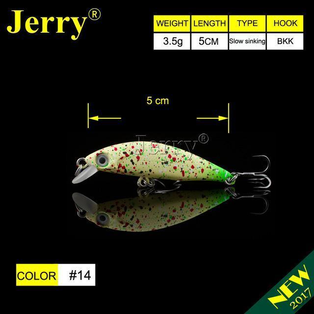 Jerry 5Cm Ultralight Fishing Lures Micro Minnow Lure Hard Bait Slow Sinking-Jerry Fishing Tackle-Yellow green-Bargain Bait Box