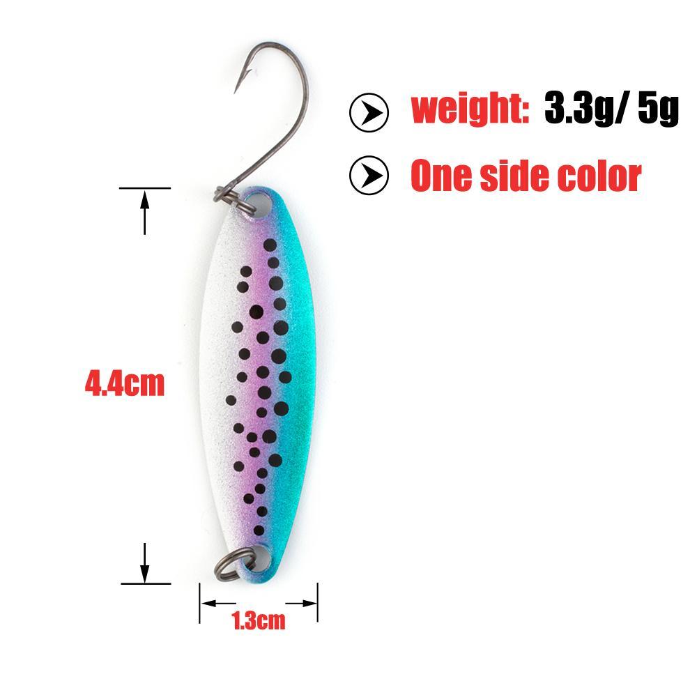Jerry 5Pcs 3.3G 5G Fishing Spoon Salmon Trout Free Tackle Box Metal Lures-Jerry Fishing Tackle-3.3g color pattern 1-Bargain Bait Box