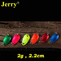 Jerry 6Pcs 2G Pesca Micro Mini Trout Spoon Lures Ultralight River Fishing Spoons-Jerry Fishing Tackle-Black spots-Bargain Bait Box