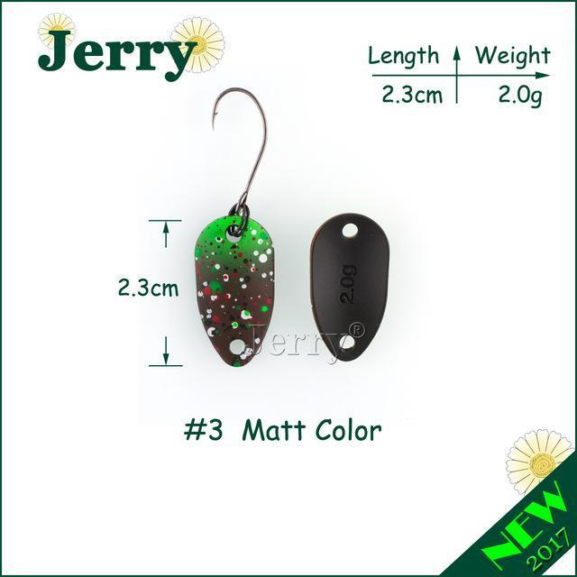 Jerry Pesca Two Side Colors Micro Fishing Spoons Trout Spoon Wobbler Fishing-Jerry Fishing Tackle-2g brown green-Bargain Bait Box