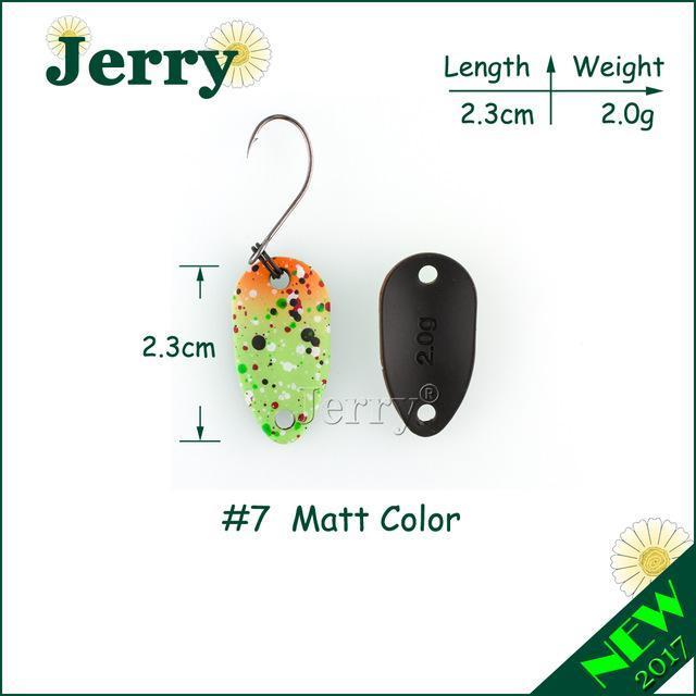 Jerry Pesca Two Side Colors Micro Fishing Spoons Trout Spoon Wobbler Fishing-Jerry Fishing Tackle-2g green orange-Bargain Bait Box