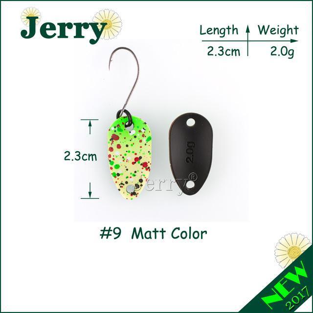Jerry Pesca Two Side Colors Micro Fishing Spoons Trout Spoon Wobbler Fishing-Jerry Fishing Tackle-2g yellow green-Bargain Bait Box