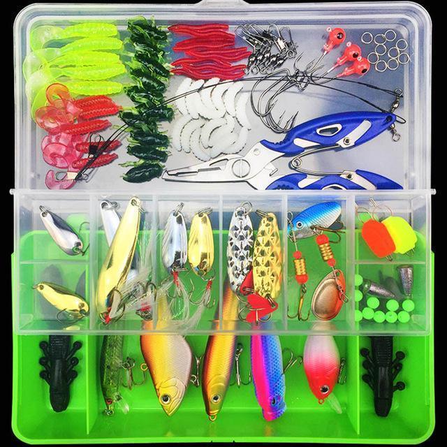Jiadiaoni 100 Pieces Carp Fishing Lure Set Spinner Metal Bait Fly Fishing-jiadiaoni Official Store-Green Box-Bargain Bait Box