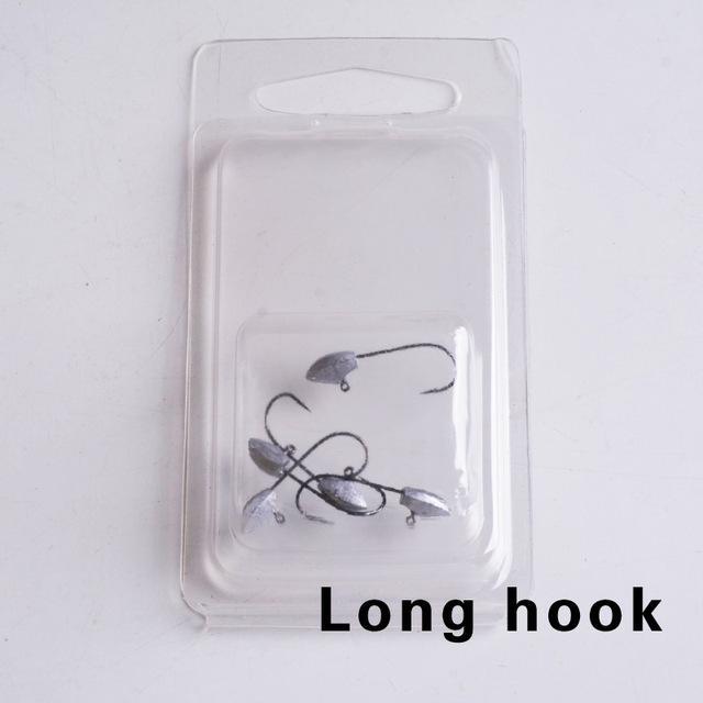 Jig Head 0.8G 5Pcs High Quality Jigs Bait Fishing Hook For Soft Worm Lure Lead-haofishing Store-Long hook-Bargain Bait Box