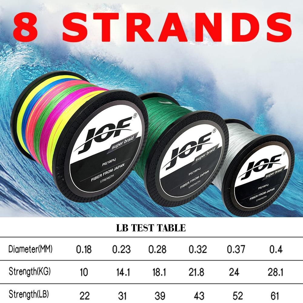 Jof 300M 500M 1000M 8 Strands 4 Strands 10 80Lb Pe Braided Fishing Wire-Braided Lines-HUDA Sky Outdoor Equipment Store-Yellow-4 Strands 300M 18LB-Bargain Bait Box